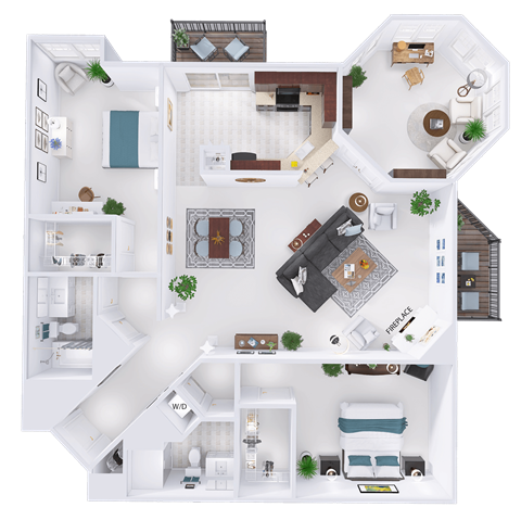 Floor plan for 2 beds, 2 baths, 1759 sqft